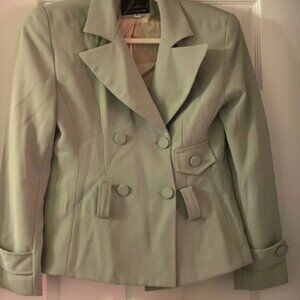JAHNIA Mint Green Double Breasted Skirt Suit